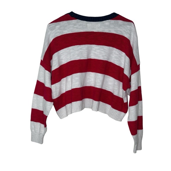 Hollister American Flag Bold Knit Pullover Sweater Relaxed Fit Short SMALL Stars - Picture 4 of 7